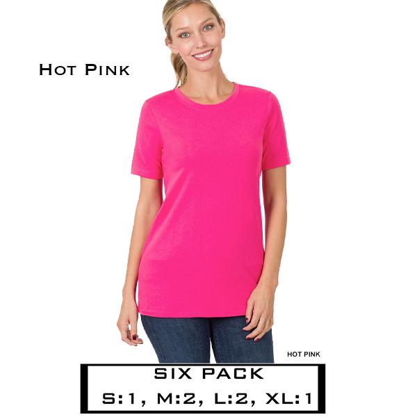 Wholesale 1008 - Crew Neck Tee 1008 - Hot Pink<br> 
(SIX PACK)  - S:1,M:1,L:2,XL:2