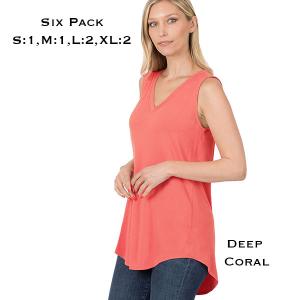 Wholesale  5540 - Deep Coral<br> 
Sleeveless V-Neck Hi-Low Hem Top  - 1 Small 1 Medium 2 Large 2 Extra Large