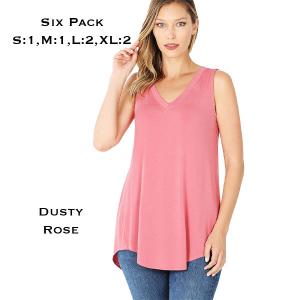 Wholesale  5540 - Dusty Rose<br> 
Sleeveless V-Neck Hi-Low Hem Top  - 1 Small 1 Medium 2 Large 2 Extra Large