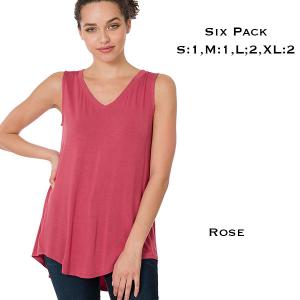 Wholesale  5540 - Rose<br> 
Sleeveless V-Neck Hi-Low Hem Top  - 1 Small 1 Medium 2 Large 2 Extra Large