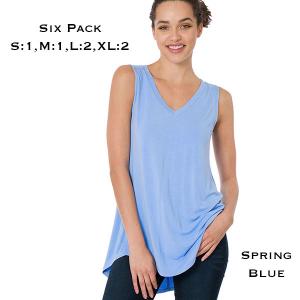 Wholesale  5540 - Spring Blue<br> 
Sleeveless V-Neck Hi-Low Hem Top  - 1 Small 1 Medium 2 Large 2 Extra Large