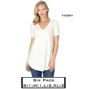 Wholesale   IVORY (SIX PACK)<br> Short Sleeve V-Neck Tee #2104 <br>1S,1M,2L,2XL - 1 Small 1 Medium 2 Large 2 Extra Large