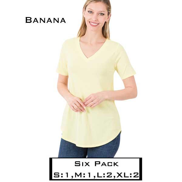 wholesale 2104  - Short Sleeve Round Hem V-Neck Tees  2104 - Banana<br>
Short Sleeve V-Neck Tee  - 1 Small 1 Medium 2 Large 2 Extra Large