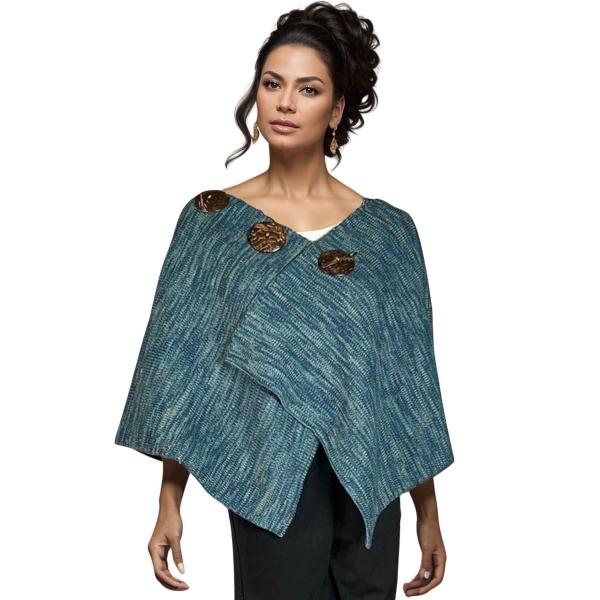 Wholesale 10082 - Knit Coconut Button Shawl  10082 - Blue Tones<br>  
Coconut Button Shawl  - One Size Fits All