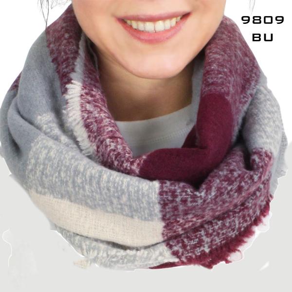 Wholesale 3525 - Assorted Winter Infinities 9809 BURGUNDY MULTI Woven Infinity Scarf - One Size Fits All