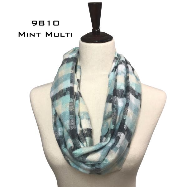 Wholesale Winter Infinities-3552/9810/10078/1296/4082/766 9810 MINT/MULTI CHECKERED PLAID Knit Infinity Scarf - One Size Fits All