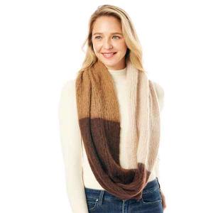 Winter Infinities-3552/9810/10078/1296/4082/766 1296 - Color Block Brown/Camel/Ivory<br>
Angora Feel Infinity - One Size Fits All