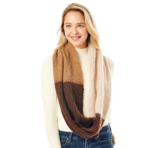 wholesale Winter Infinities-3552/9810/10078/1296/4082/766 1296 - Color Block Brown/Camel/Ivory<br>
Angora Feel Infinity - One Size Fits All