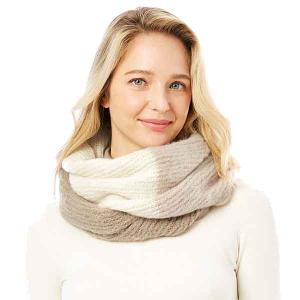 Winter Infinities-3552/9810/10078/1296/4082/766 1296 - Color Block Beige/Taupe/Cream<br>
Angora Feel Infinity - One Size Fits All