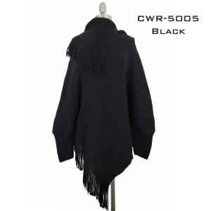 3527 - Assorted Autumn/Winter Ponchos  CWR5005 BLACK Poncho with Sleeves - One Size Fits Most