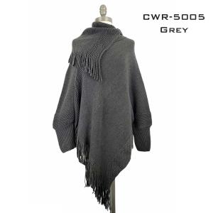 3527 - Assorted Autumn/Winter Ponchos  CWR5005 GREY Poncho with Sleeves - One Size Fits Most
