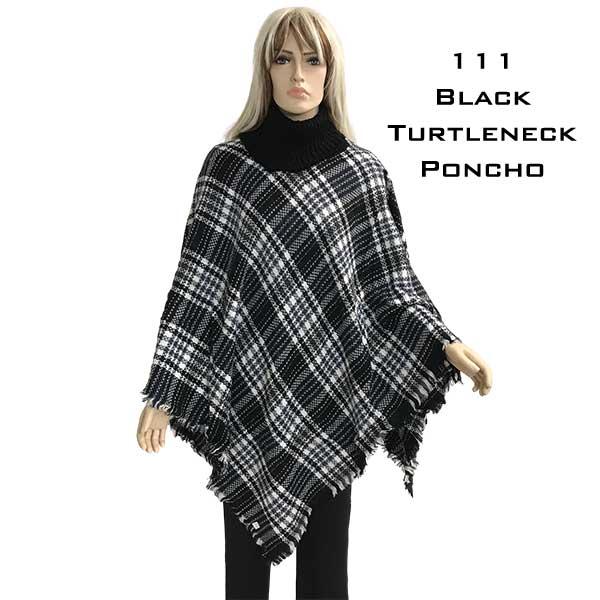 wholesale 3527 - Assorted Autumn/Winter Ponchos  111 - Black <br> Patterned
Turtleneck Poncho - One Size Fits Most