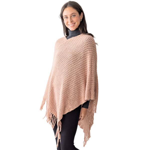 wholesale 3527 - Assorted Autumn/Winter Ponchos  5110 - Dusty Pink<br>
Crochet Pattern Poncho - One Size Fits Most
