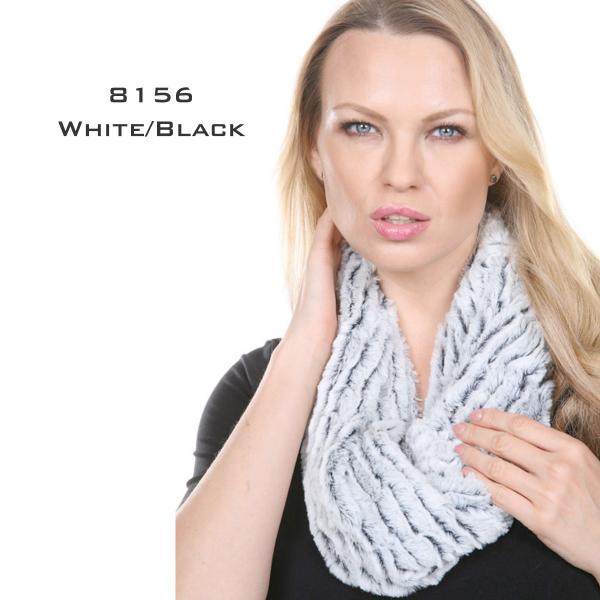 Wholesale Fall/Winter Infinity Scarves - Faux Fur 3529 8156 WHITE/BLACK Infinity Faux Fur - One Size Fits Most