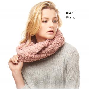 Fall/Winter Infinity Scarves - Faux Fur 3529 524 PINK RIPPLED Faux Fur Infinity - 8