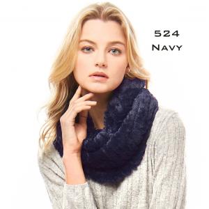 Fall/Winter Infinity Scarves - Faux Fur 3529 524 NAVY RIPPLED Faux Fur Infinity - 8
