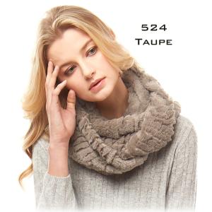 Fall/Winter Infinity Scarves - Faux Fur 3529 524 TAUPE RIPPLED Faux Fur Infinity - 8