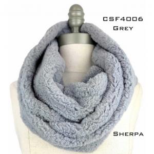 Fall/Winter Infinity Scarves - Faux Fur 3529 CSF4006 GREY Sherpa Fleece Infinity Scarf - 6