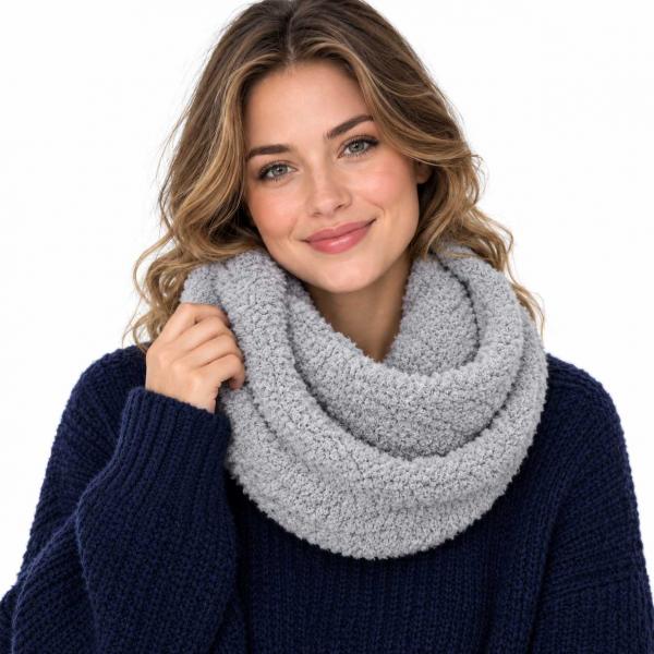 wholesale 3529 - Fall/Winter Infinity Scarves - Faux Fur  CSF4006 Grey Sherpa Fleece Infinity Scarf - 6