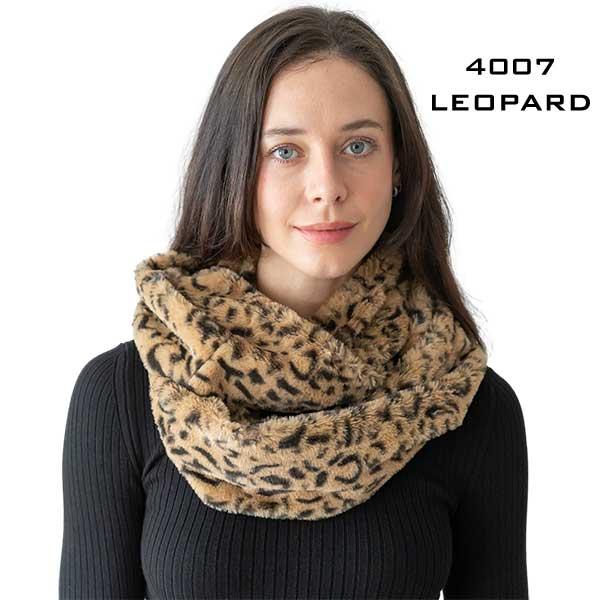 Wholesale Fall/Winter Infinity Scarves - Faux Fur 3529 CSF4007 LEOPARD Faux Fur Infinity Scarf - 6