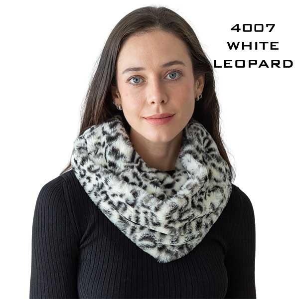 Wholesale Fall/Winter Infinity Scarves - Faux Fur 3529 CSF4007 WHITE LEOPARD Faux Fur Infinity Scarf - 6