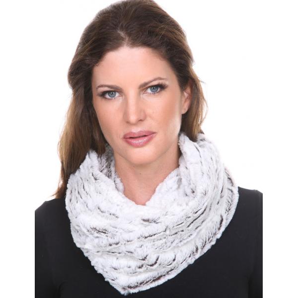 wholesale Fall/Winter Infinity Scarves - Faux Fur 3529 8156 Brown/Ivory Infinity Faux Fur  - One Size Fits Most
