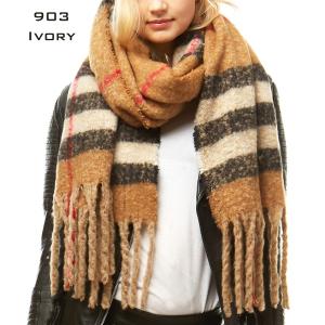Wholesale  903 IVORY MULTI Nubby Weave Oblong Scarf - 18