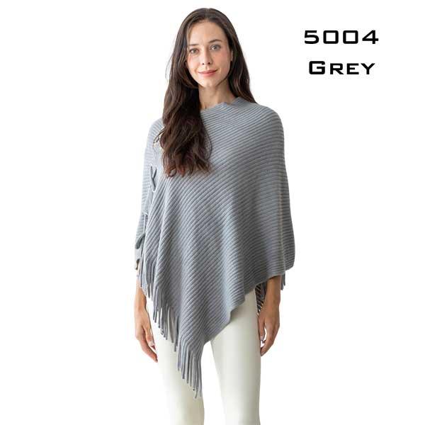 wholesale 5004 - Knit Poncho w/Tie Embellishment 5004 - Grey<br>
Poncho  - 