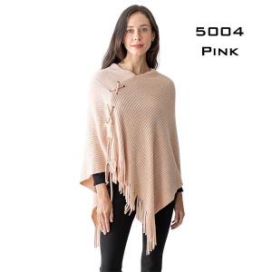 5004 Knit Poncho w/Tie Embellishment 5004 - Pink<br>
Poncho - 