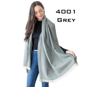 Wholesale  4001 GREY Cashmere Touch Printed Shawl - 27