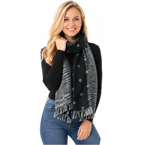 Wholesale 4004 - Plaid to Dots Scarf/Wrap  4004 - Two Layer Plaid to Dots Scarf Wrap  - 