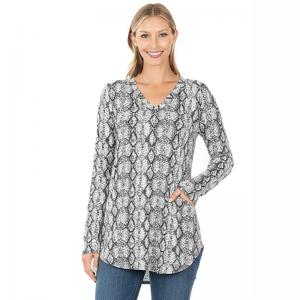 Wholesale 43118  - Reptile Print Round Hem Tops Reptile Black  - Medium