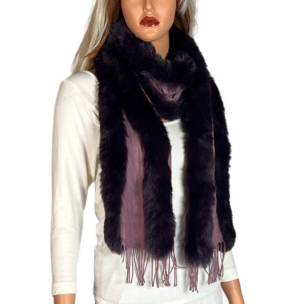 Wholesale 3554 - Fur Trimmed  Scarves 3554 - Dusty Purple <br>
Plum Fur Trimmed Scarf - 72