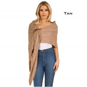 3318 - Cable Knit Triangle Wrap  Tan - 