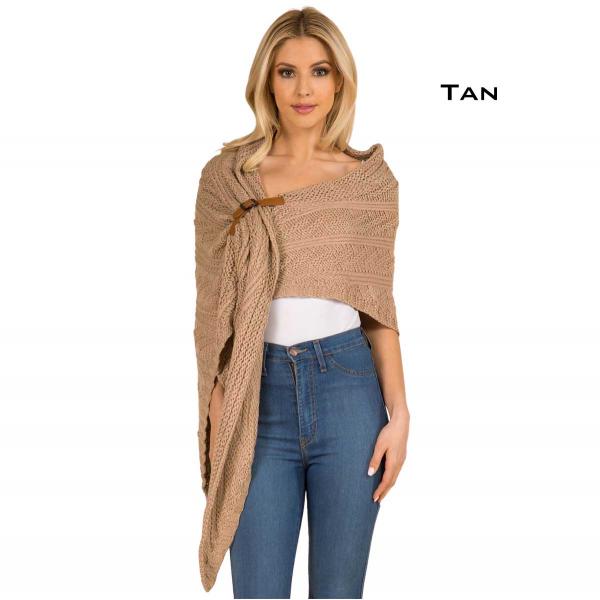 wholesale 3318 - Cable Knit Triangle Wrap  Tan - 