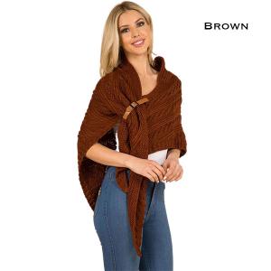 3318 - Cable Knit Triangle Wrap  Dark Sienna Brown* - 