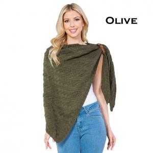 3318 - Cable Knit Triangle Wrap  Olive - 