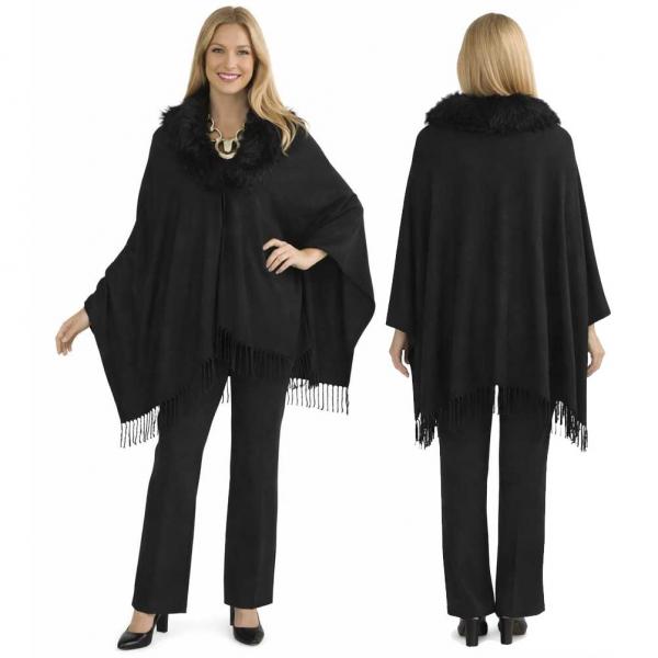 Shawls - Faux Fox Fur Collar 3561 3561 BLACK Faux Fox Collar Shawl - 