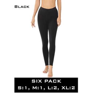 Wholesale  1851 - Black (SIX PACK)<br> Cotton Blend Leggings  - 1 Small 1 Medium 2 Large 2 Extra Large