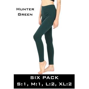 Wholesale  1851 - Hunter Green (SIX PACK)<br> Cotton Blend Leggings  - 1 Small 1 Medium 2 Large 2 Extra Large