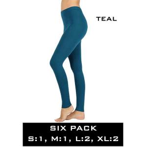 Wholesale  1851 - Teal (SIX PACK)<br> Cotton Blend Leggings - 1 Small 1 Medium 2 Large 2 Extra Large