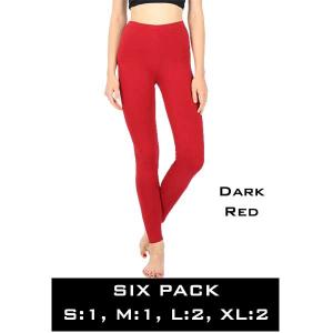 Wholesale  1851 - Dark Red (SIX PACK)<br> Cotton Blend Leggings  - 1 Small 1 Medium 2 Large 2 Extra Large