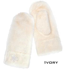 Wholesale  187 - Ivory<br> 
Plush Mittens - One Size Fits All