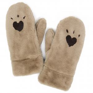 Plush Mittens - 187/222/219/260  222 - Brown Heart Paw - One Size Fits Most