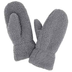 Plush Mittens - 187/222/219/260  219 - Charcoal Boucle Teddy Bear - One Size Fits Most