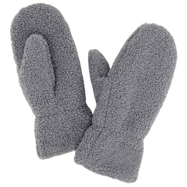 wholesale Plush Mittens - 187/222/219/260  219 - Charcoal Boucle Teddy Bear - One Size Fits Most