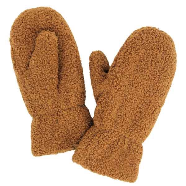 wholesale Plush Mittens - 187/222/219/260  219 - Brown Boucle Teddy Bear - One Size Fits Most