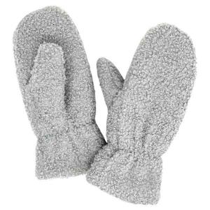 Plush Mittens - 187/222/219/260  219 - Light Grey Boucle Teddy Bear - One Size Fits Most