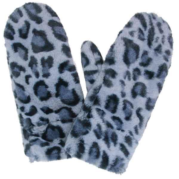 wholesale Plush Mittens - 187/222/219/260  260 - Grey Leopard Print Fur - One Size Fits Most