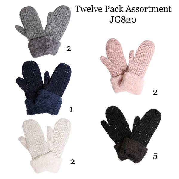 wholesale 3571 - Winter Mittens  820 - Twelve Pack Assortment - 
